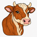 Cute Friendly Cow with Gentle Eyes 🐮🌾✨ Colored Example