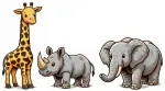 Cute Giraffe Rhino and Elephant 🦒🦏🐘 Colored Example