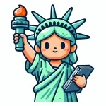 Cute Girl Statue of Liberty New York 🗽🔥🇺🇸 Colored Example