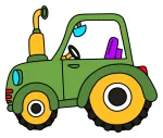 Cute Green Farm Tractor with Driver 🚜🧑‍🌾🌱 Colored Example
