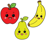 Happy Apple Banana and Pear Friends 🍎🍌🍐 Colored Example
