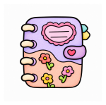 Cute Heart Decorated Spiral Notebook 📓💖🌸 Colored Example