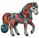 Cute Horse with Artistic Patterns 🐴🎨🌟 Colored Example
