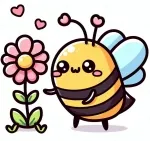 Cute Kawaii Bee with Flower 🐝🌸💛 Colored Example