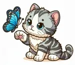 Cute Kitten Playing with Butterfly 🐱🦋 Colored Example