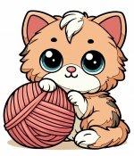 Cute Kitten Playing with Yarn Ball 🐱🧶😺 Colored Example