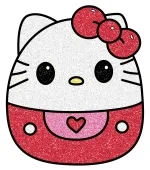 Cute Kitty with Bow and Heart Detail in Simple Rounded Style 🐱🎀💖 Colored Example