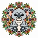 Cute Koala Bear Mandala Style 🐨🎨✨ Colored Example