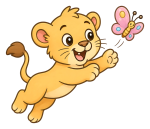 Cute Lion Cub Playing with a Butterfly 🦁🦋✨ Colored Example