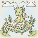 Cute Little Dragon Reading a Magic Book 🐉📖✨ Colored Example