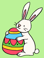 Cute Little Easter Bunny Holding a Big Decorated Easter Egg 🐰🎨🥚🌷 Colored Example