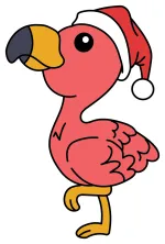Cute Little Flamingo with Santa Hat 🎅💖🐦 Colored Example