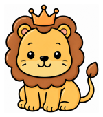 Cute Little Lion King with a Crown 🦁👑🐾 Colored Example