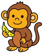 Cute Little Monkey Holding Banana with Happy Expression 🍌🐒😄🌴✨ Colored Example
