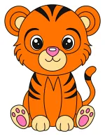 Cute Little Tiger Cub 🐯🧡🐾 Colored Example