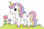 Cute Magical Unicorn with a Heart Mark 🦄✨💖 Colored Example