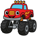 Cute Monster Truck with Big Wheels 🏎️🔥💨 Colored Example