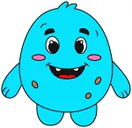 Cute Monster with a Friendly Smile and Big Eyes 👹💖😊 Colored Example