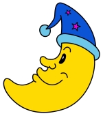 Cute Moon Wearing Nightcap with Smiling Face 🌙💤 Colored Example