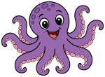 Cute Octopus with a Happy Smile 🐙🌊✨ Colored Example