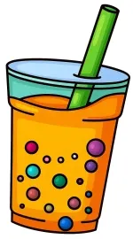 Cute Bubble Tea with Boba Pearls 🍹🌞✨🎈 Colored Example