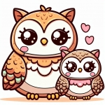 Cute Owl with Baby Owl 🦉❤️🌟 Colored Example