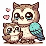 Cute Owl with Baby Owl (Owlet) 🦉 Colored Example