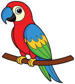 Cute Parrot Perching on a Branch 🦜✨🌟 Colored Example