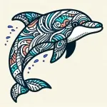 Cute Patterned Dolphin Jumping with Water Drops 🐬🌊🎨 Colored Example