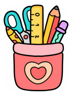 Cute Pencil Holder with School Supplies ✏️✂️📏 Colored Example