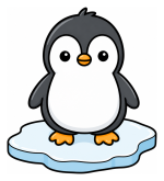 Cute Penguin Standing on Ice 🐧💙🐾 Colored Example