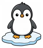 Cute Penguin Standing on Ice 🐧💙🐾 Colored Example