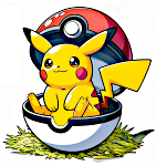 Cute Pikachu Sitting Inside a Poké Ball ⚡🎮 Colored Example