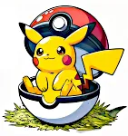 Cute Pikachu Sitting Inside a Poké Ball ⚡🎮 Colored Example