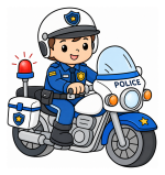 Police Officer Riding a Motorcycle 👮‍♂️🚔🏍️ Colored Example
