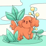 Cute Poodle Pup in the Garden 🐩🌸🌿🐾 Colored Example