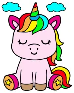 Cute Rainbow Unicorn 🦄✨💖 Colored Example