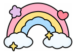 Cute Rainbow with Clouds and Stars ❤️🌈☁️ Colored Example