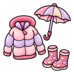 Cute Rainy Day Outfit Set ☔👢🧥 Colored Example