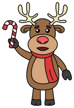 Cute Reindeer with a Candy Cane 🦌🍬🎄 Colored Example