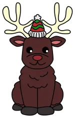 Cute Reindeer with Winter Hat 🦌❄️❤️ Colored Example