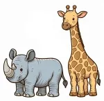 Cute Rhino and Giraffe 🦏🦒 Colored Example