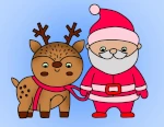 Cute Santa Claus with Reindeer 🎅🦌🎁❄️ Colored Example
