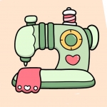 Cute Sewing Machine 🧵✂️✨ Colored Example