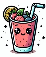 Cute Smoothie with Strawberry Blueberry and a Slice of Lemon 🍹🍓🍋😊 Colored Example