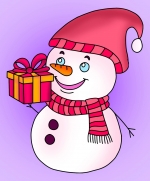 Cute Snowman Holding Christmas Present ☃️🎁❄️ Colored Example