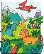 Cute Spinosaurus Triceratops and Pterosaur 🦖🦕🦅🌿 Colored Example