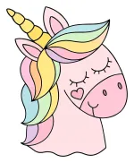 Cute Unicorn Head with Rainbow Mane 🦄🌈✨ Colored Example