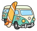 Cute VW Van with Surfboard Standing Next to It 🚐🏄‍♂️🌊 Colored Example
