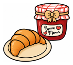 Delicious Croissant with Bonne Maman Jam on Plate 🥐🍓🍯 Colored Example
